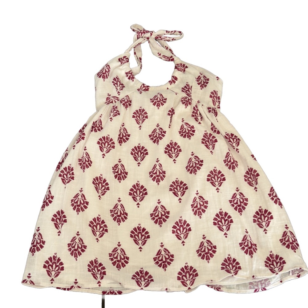 Calliope Burgundy and white baby halter dress Size Small